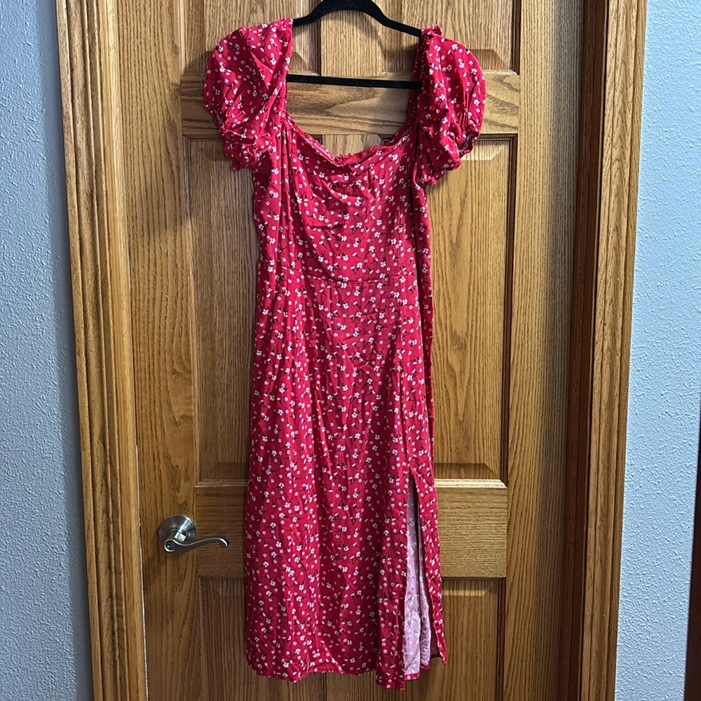 Red Floral Dress - Picture 2 of 4